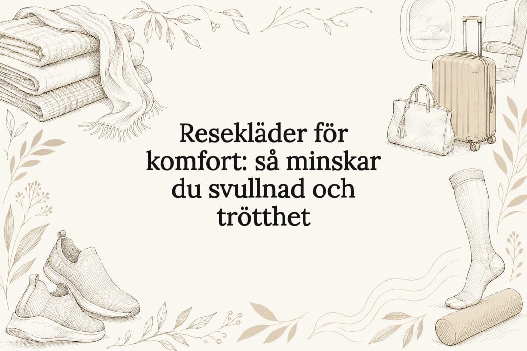 Dekorativ omslagsbild med resekläder och bekväma detaljer