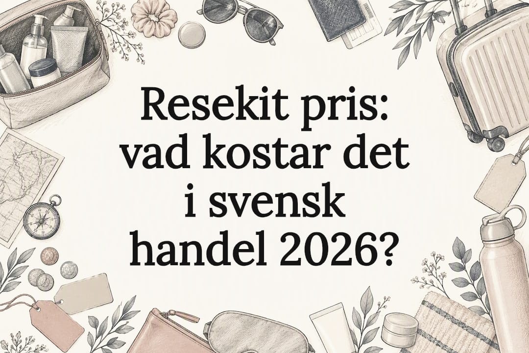 Dekorativ illustration av resekit och pris