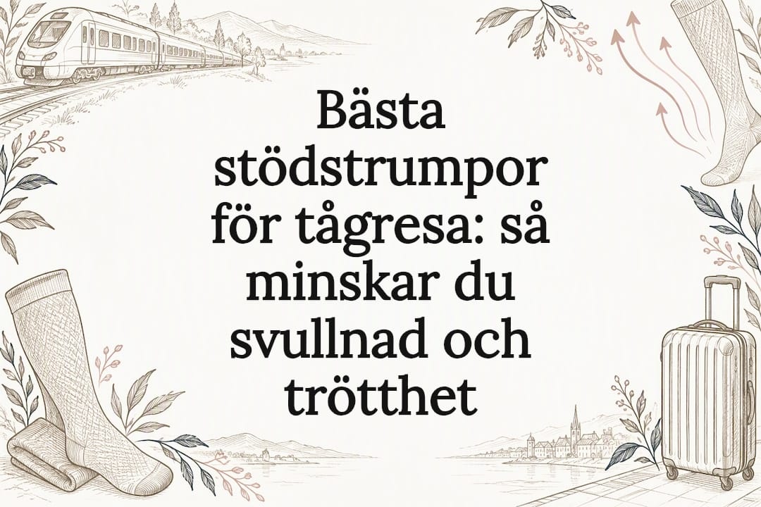 Dekorativ omslagsbild med stödstrumpa och tåg
