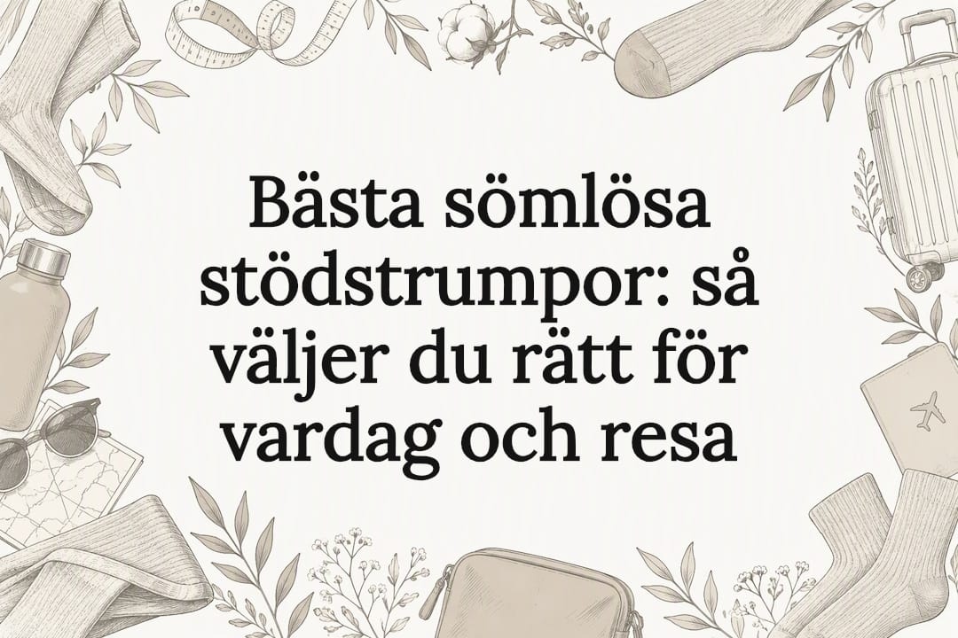 Titelkort med skissade strumpor och en resväska